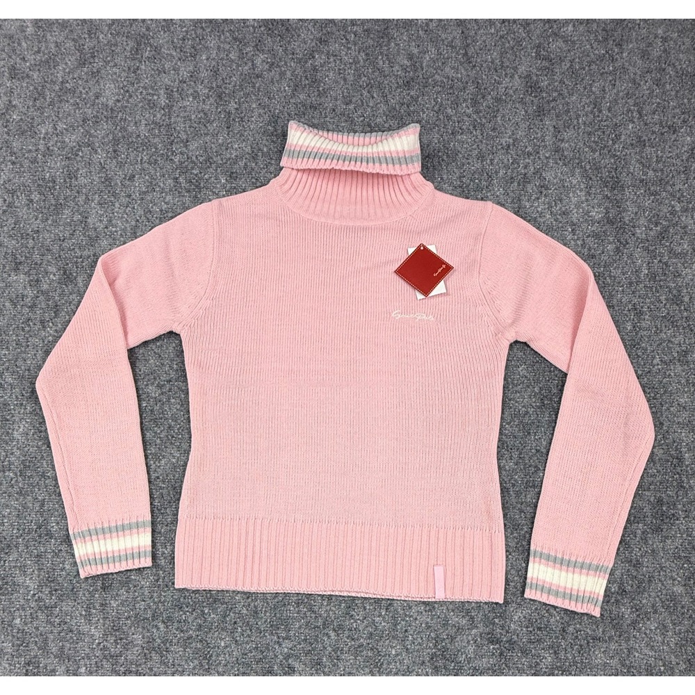 Southpole Pink Ribbed Turtleneck Sweater Striped Collar and Cuffs Size M NWT